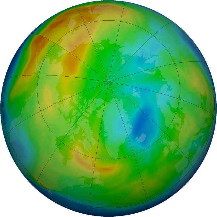 Arctic ozone map for 25 December 2005